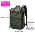 Men's waterproof casual backpack for travel, featuring expandable storage and sleek design; dimensions shown.