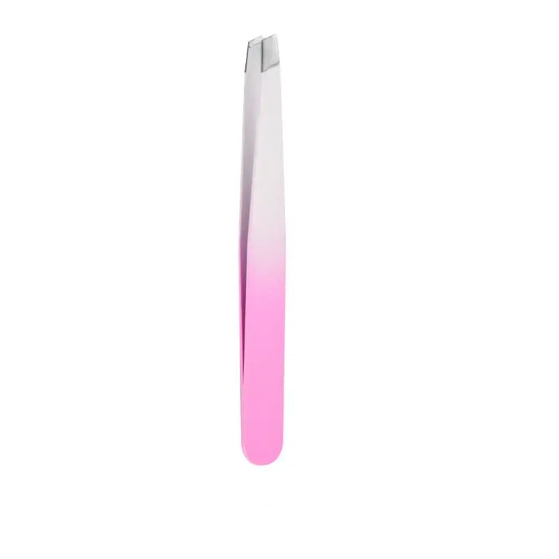 Stainless steel eyebrow tweezer with flat and oblique tip, ideal tool for makeup and face hair removal.