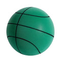 Green foam basketball designed for indoor play, lightweight and low noise for kids' activities.