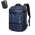 Large capacity men's travel backpack in navy, designed for 17-inch laptops, ideal for business, school, and hiking.