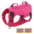 Pink tactical dog harness with handle for medium and large dogs, suitable for training and outdoor activities.