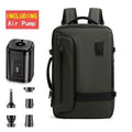 Men's waterproof casual backpack with air pump, designed for 17in laptops and expandable storage.