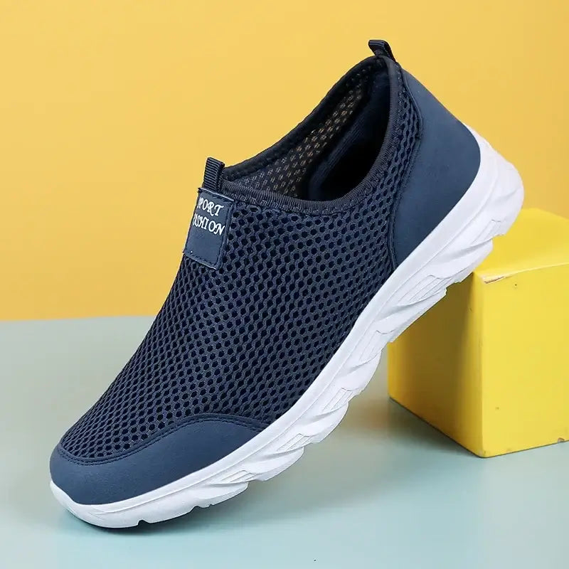 Men's breathable mesh slip-on sneakers for summer sports, lightweight and anti-odor, perfect for outdoor activities.