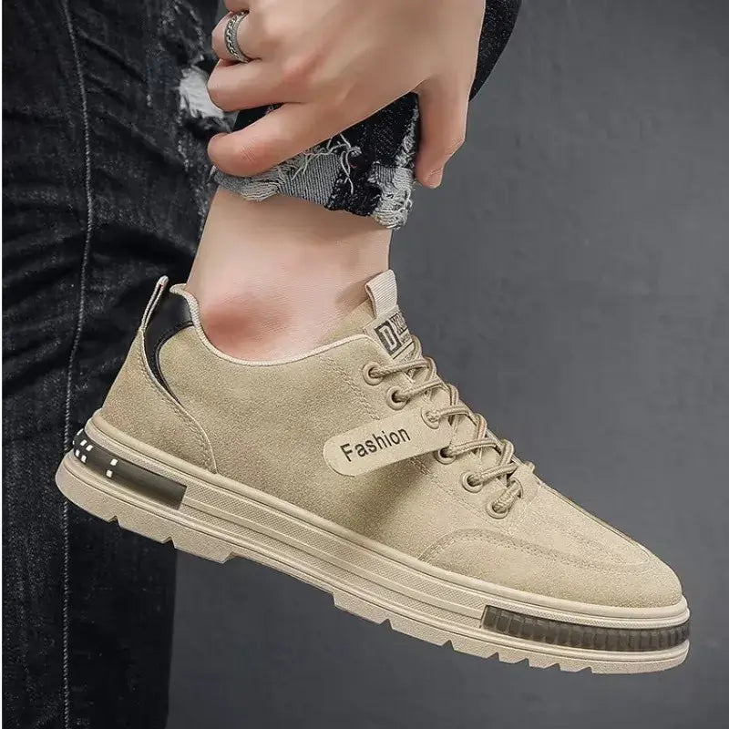 Stylish lightweight men's shoes in beige with rubber soles, perfect for casual outdoor wear.