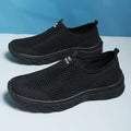 Men's black mesh breathable slip-on sneakers for summer, non-slip outdoor sports shoes, size 38-46.