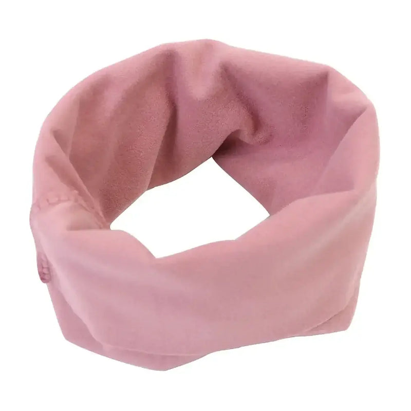 Pink breathable dog ear cover for grooming, made of soft polyester cotton, easy to clean and machine washable.