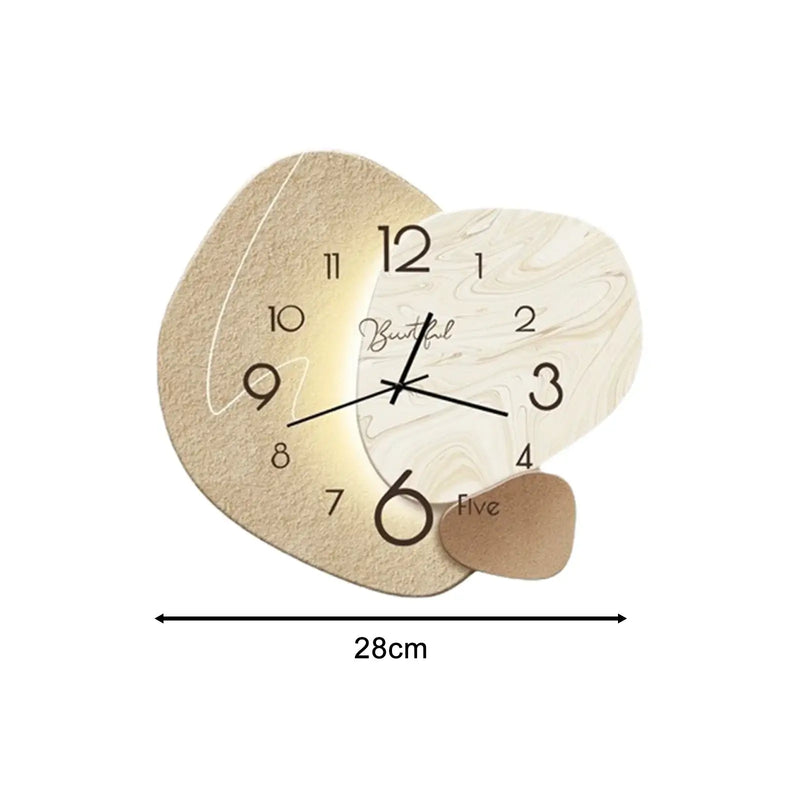 28cm Nordic style wall clock with silent operation, decorative design, ideal for home or office.