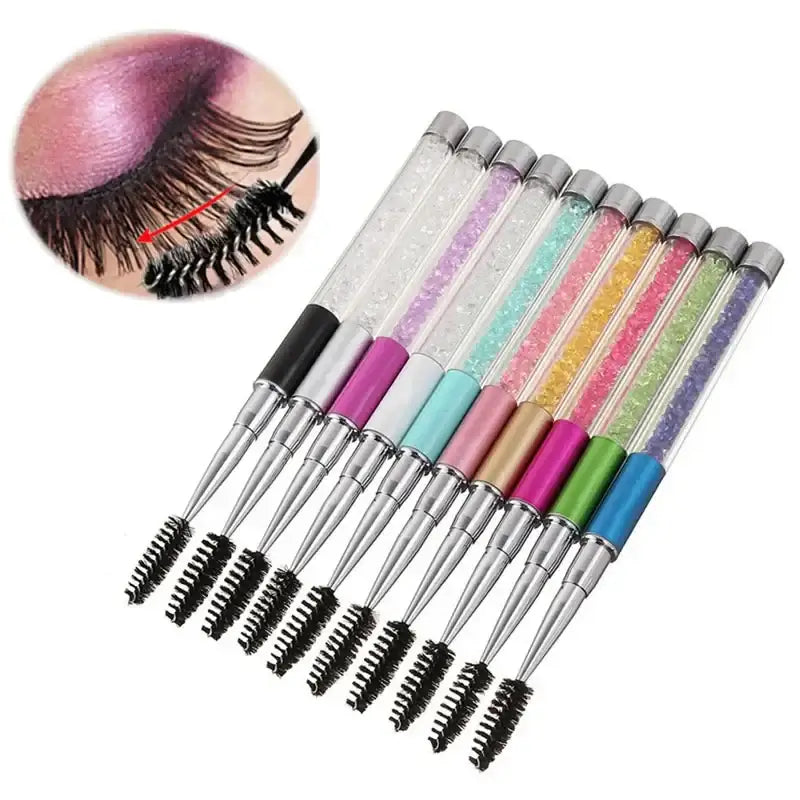 Rhinestone Handle Lash Brush Reusable Eyelash Brushes Mascara Applicator Wand Brushes Eyelash Extension Makeup Tool  Eyelashes