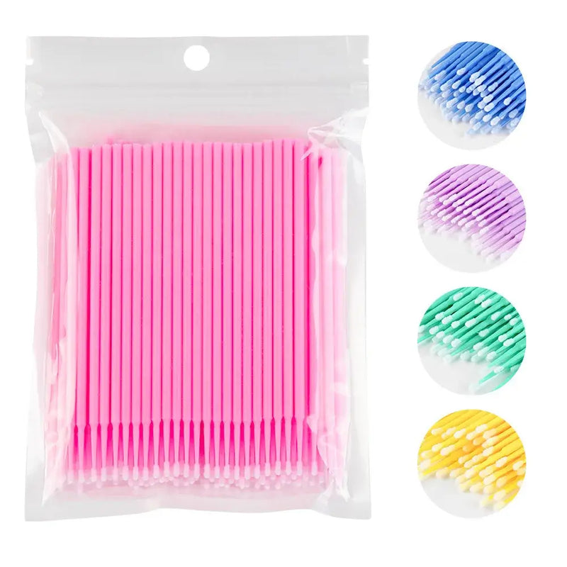 500pcs disposable mascara wands in assorted colors for eyelash makeup and beauty application tools.