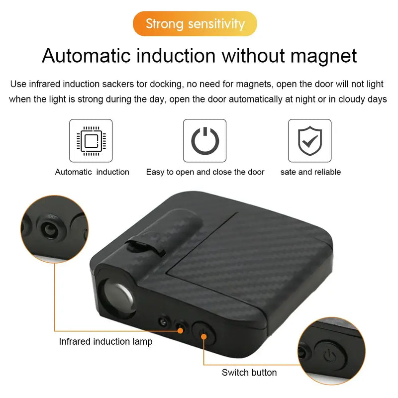 Infrared induction sensor device for automatic door opening without magnets, featuring buttons and safe operation.