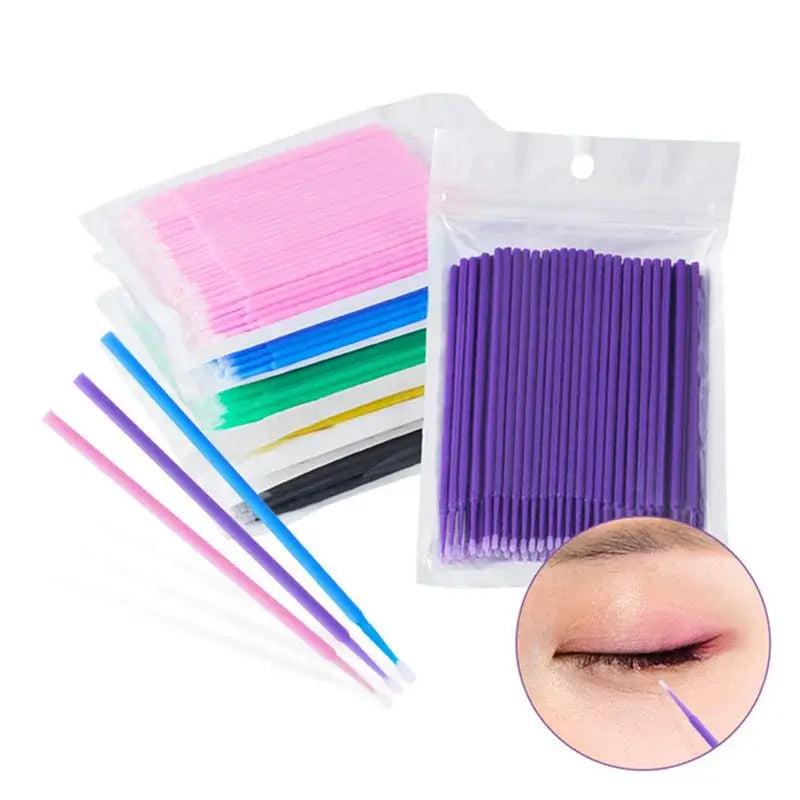 500pcs disposable mascara wands in various colors for eyelash extension and makeup application tools.