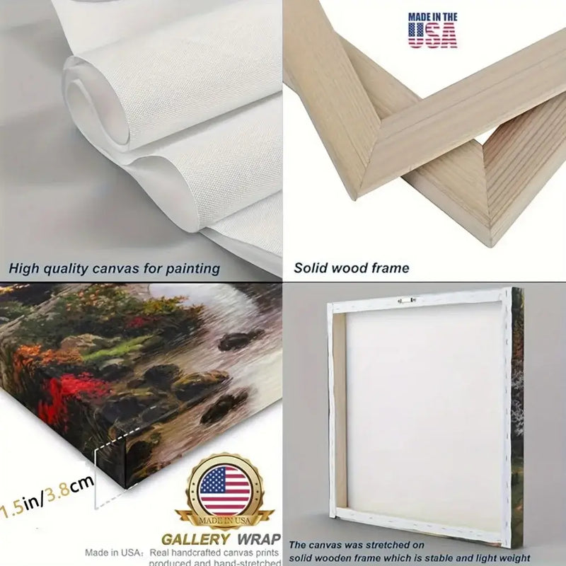 High-quality canvas and solid wood frame for 1.5 inch thick romantic swan couple painting wall decor, made in USA.