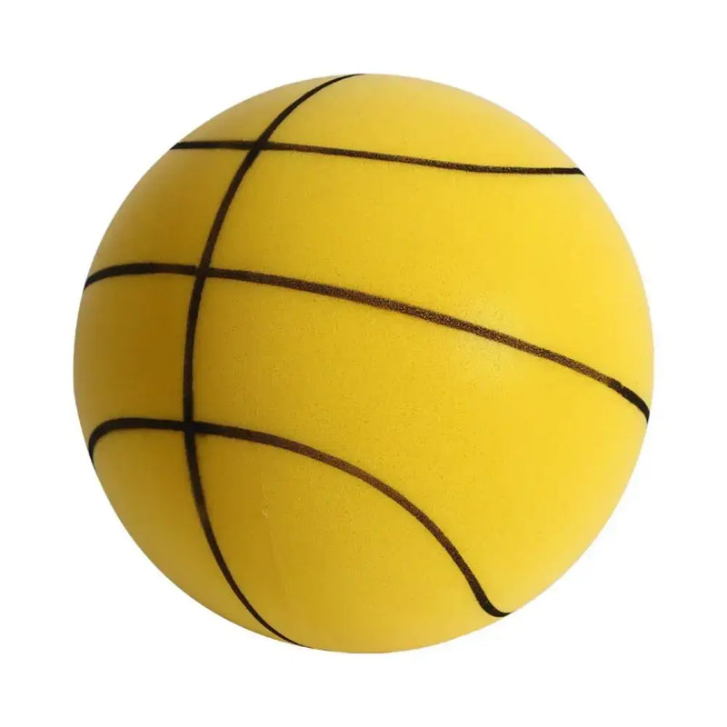 Lightweight yellow foam basketball for indoor training, easy to grip and low noise for kids' play.