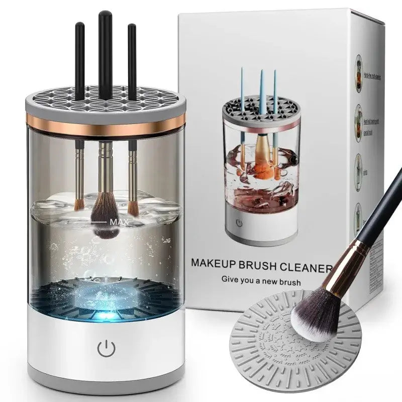 3 in 1 electric makeup brush cleaner and holder, automatic spinner, lazy cleaning tool for quick drying and effective cleaning.