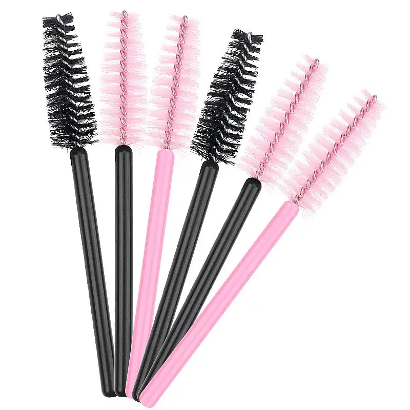 5 Pcs Disposable Mini Eyelash Brushes with Pink Handles for Makeup and Lash Extensions