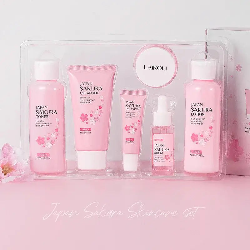 6pcs/set Laikou Sakura Skin Care Sets Facial Cleanser Eye Creams Face Cream Serum Lotion Toner Moisturizing Face Care Kit