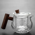 450ml heat resistant glass teapot with infuser and wooden handle for brewing tea