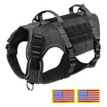 Durable tactical dog harness in black nylon for medium to large dogs with handles for training and outdoor activities.