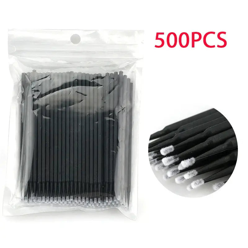 500pcs disposable mascara wands in clear packaging, perfect for eyelash extension and makeup application.