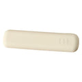 Portable silicone makeup brush holder case in soft cream color, designed for travel organization of cosmetic tools.