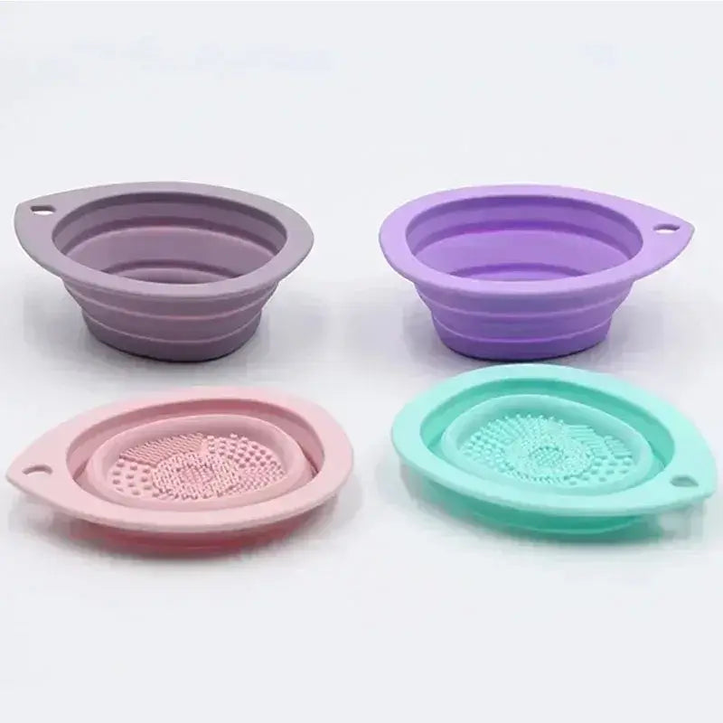 Silicone Makeup Brush Cleaner Folding Powder Puff Cleaning Bowl Eyeshadow Brushes Washing Soft Mat Beauty Tools Scrubber Box