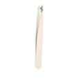 Stainless steel eyebrow tweezers with oblique tip for precise hair removal, ideal for women's makeup.