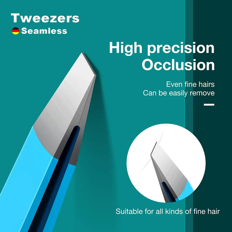 High precision stainless steel tweezers for removing fine hairs, suitable for beauty applications and makeup tools.