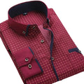 Elegant maroon button-down shirt with contrasting collar and cuffs, perfect for casual and smart-casual occasions.