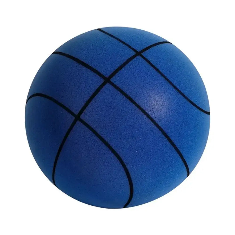 Blue foam basketball designed for low noise indoor play, perfect for kids training and activities.