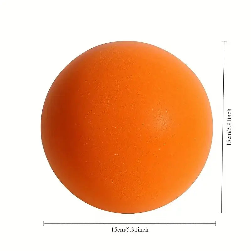 Orange indoor silent basketball toy measuring 15cm/5.91inch, made of soft foam material for fun indoor games.